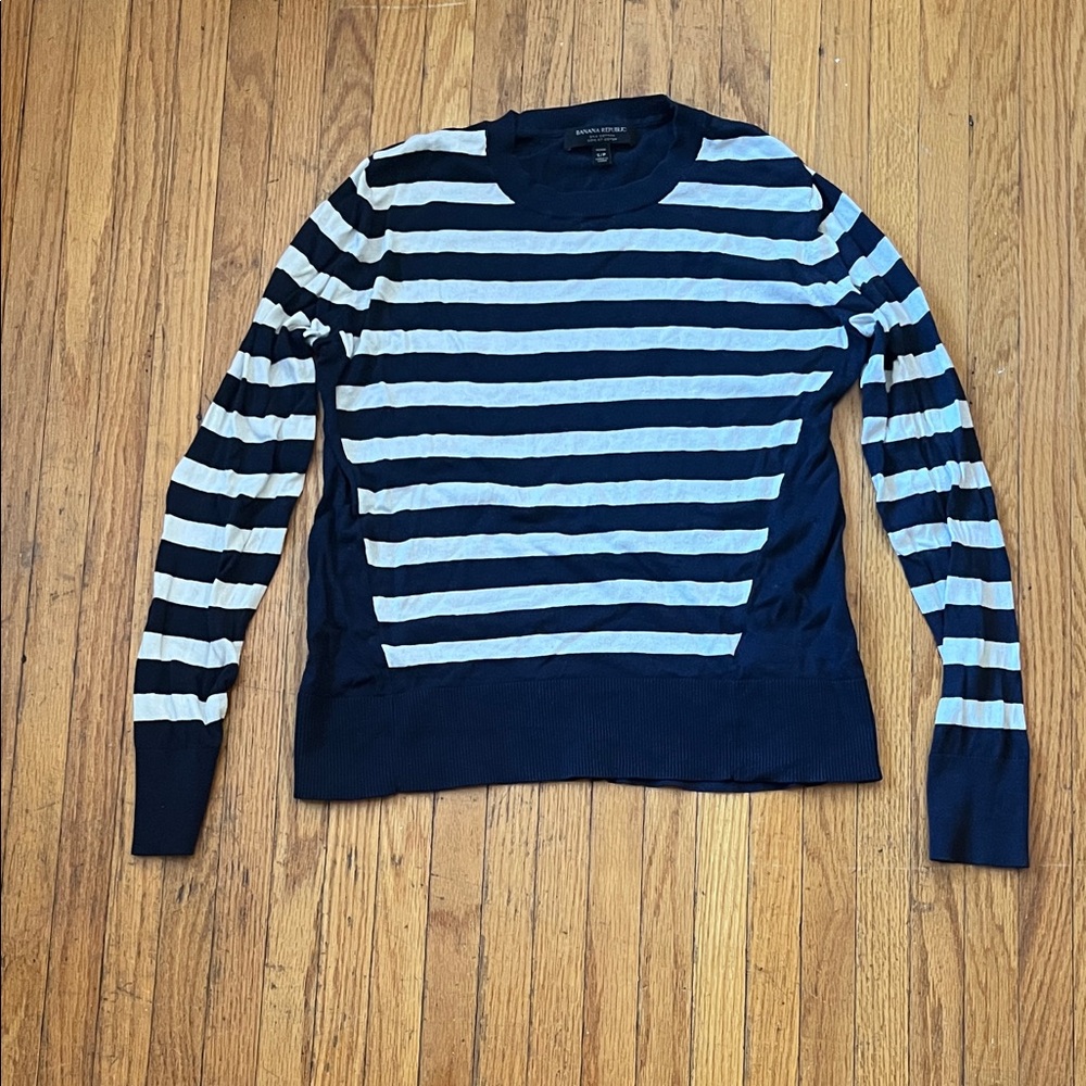 Banana Republic Striped Navy and White Sweater